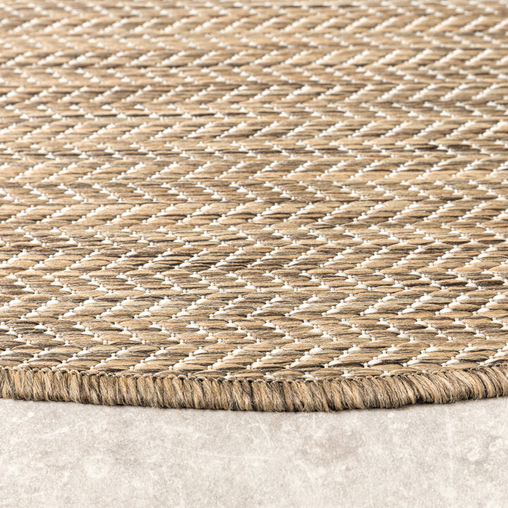 Tapis d'extérieur rond - Malta Arrow Naturel - 6