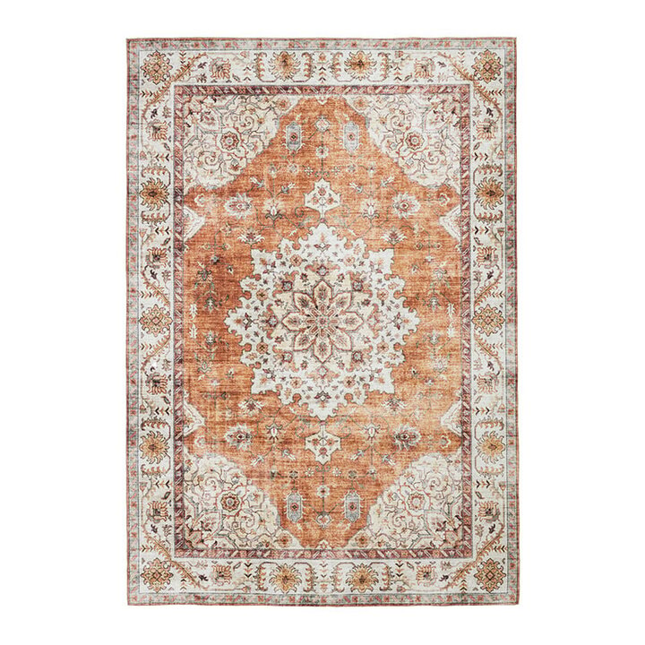 Tapis ovale à poils longs - Santo Medaillon Terracotta - 1