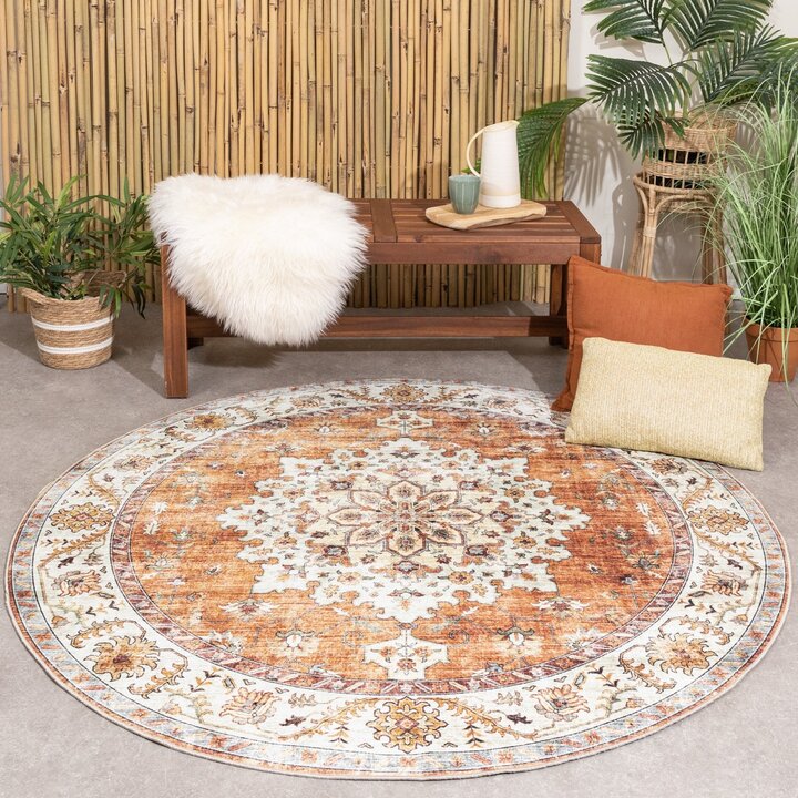 Tapis intérieur et extérieur - Santo Medaillon Terracotta