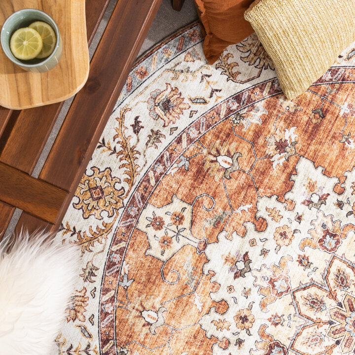Tapis intérieur et extérieur - Santo Medaillon Terracotta - 3