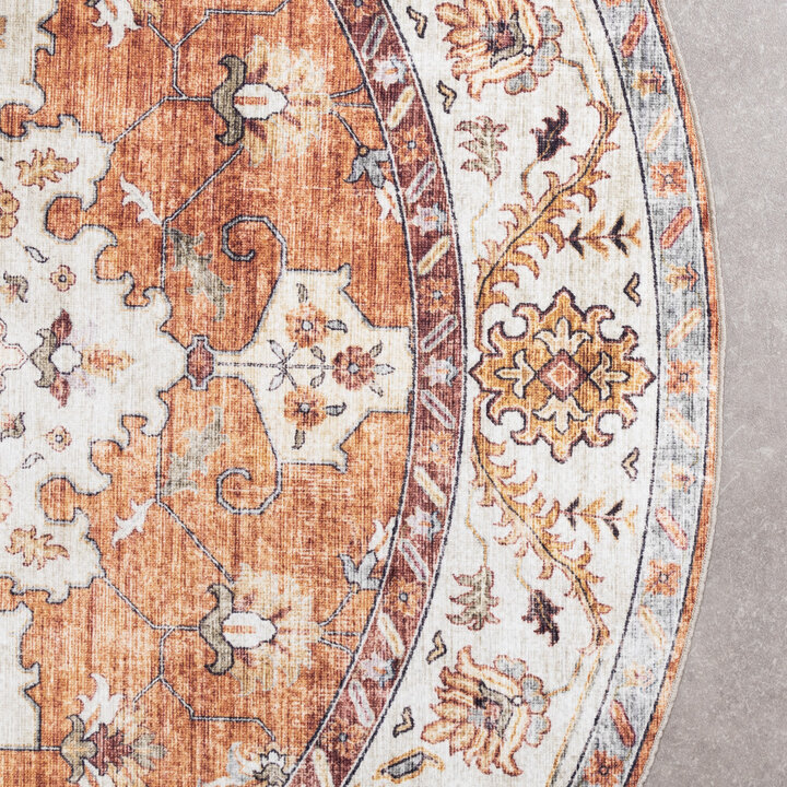 Tapis intérieur et extérieur - Santo Medaillon Terracotta - 5