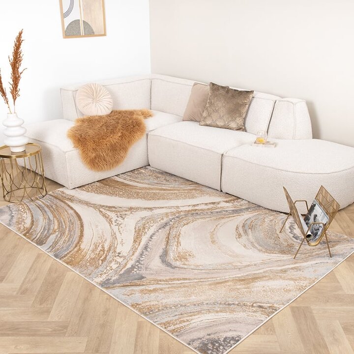 Tapis organique en laine - Leonore Noce Crème/Marron