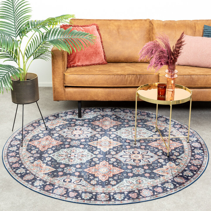 Tapis vintage rond - Imagine Oriental Bleu - 3