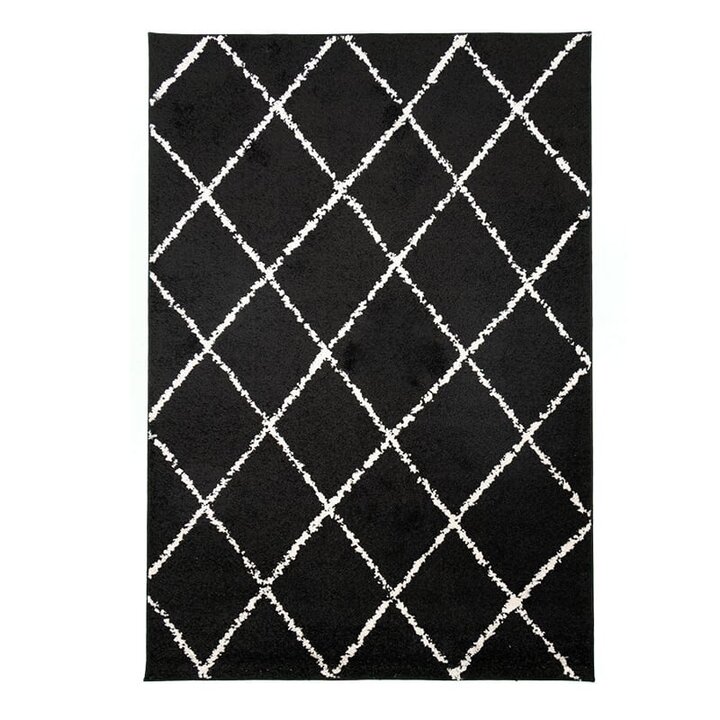 Tapis à poils longs - Grand Lines Noir/Crème - 1
