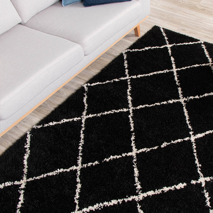 Tapis à poils longs - Grand Lines Noir/Crème - 3
