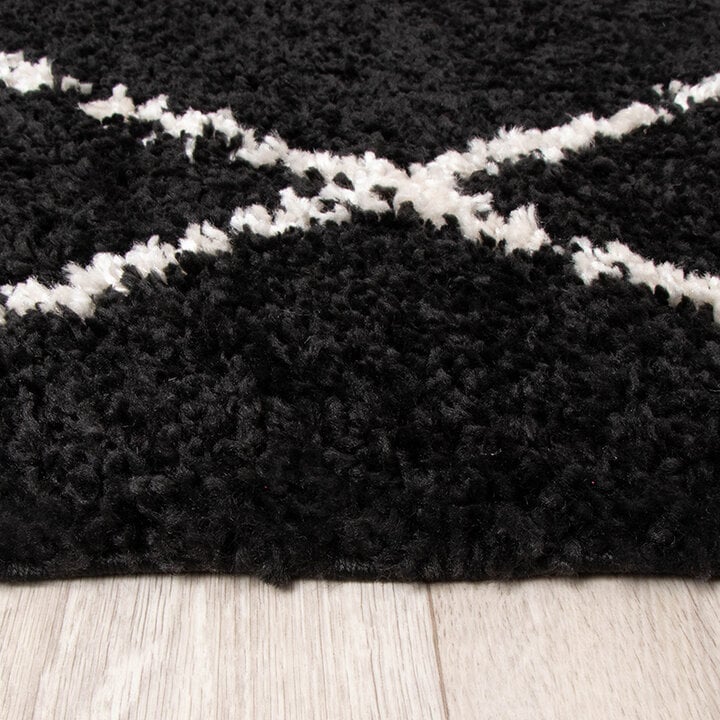 Tapis à poils longs - Grand Lines Noir/Crème - 4