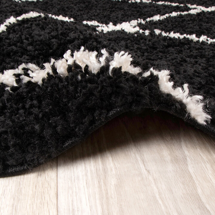Tapis à poils longs - Grand Lines Noir/Crème - 5