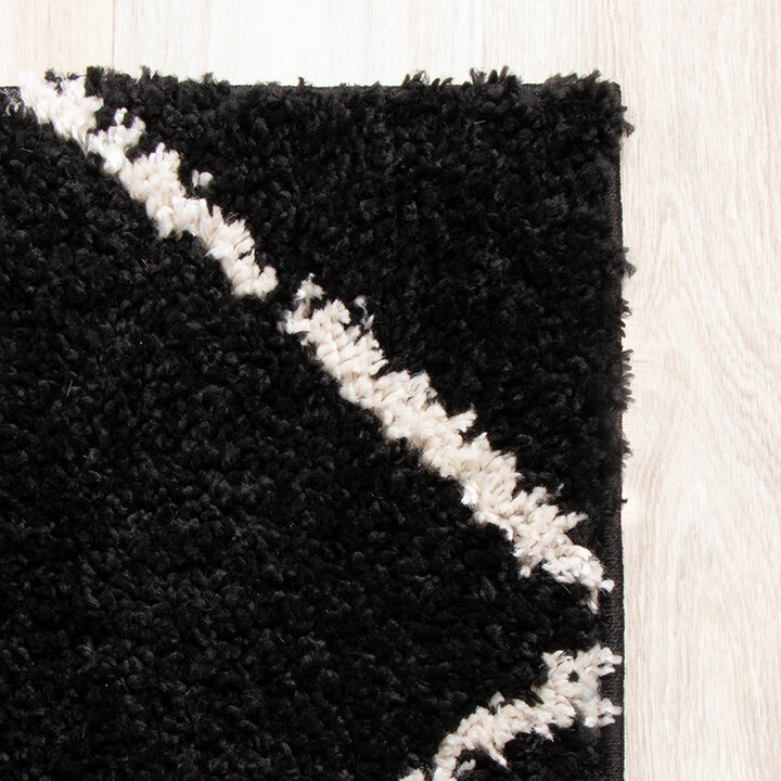 Tapis à poils longs - Grand Lines Noir/Crème - 6