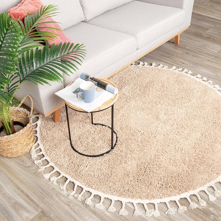 Tapis rond à poils longs - Lofty Fringe Beige - 3