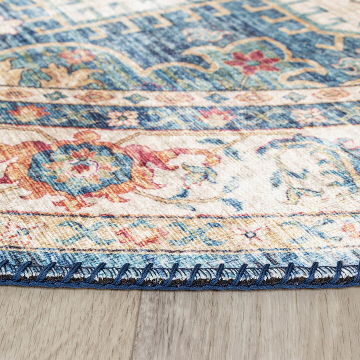 Tapis vintage rond - Azara Bleu Clair - 5