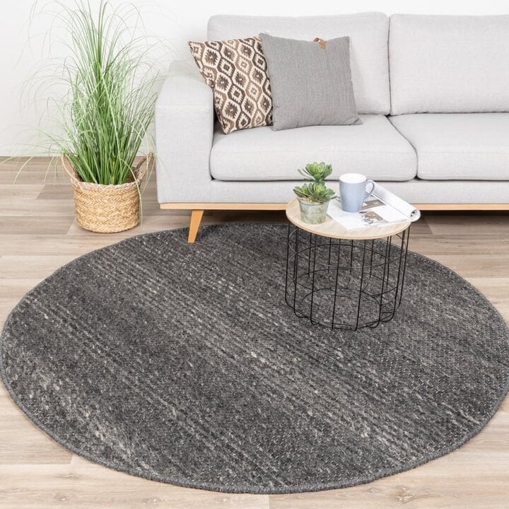 Tapis en laine rond - Feline Anthracite/Mélangé