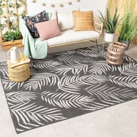 Tapis d'extérieur - Malta Leaves Noir