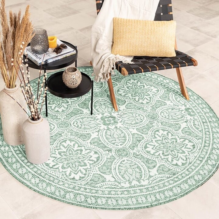Tapis d'extérieur rond - Summer Oriental Vert