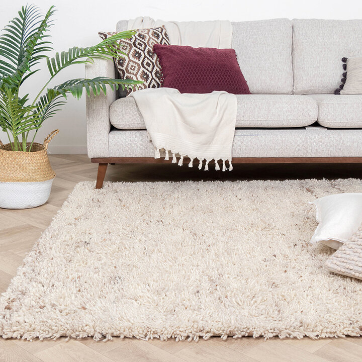 Tapis en laine à poils longs - Royal Crème/Taupe Mélangé