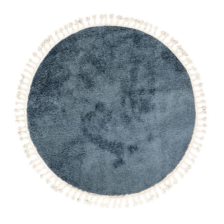 Tapis rond à poils longs - Lofty Fringe Bleu - 1