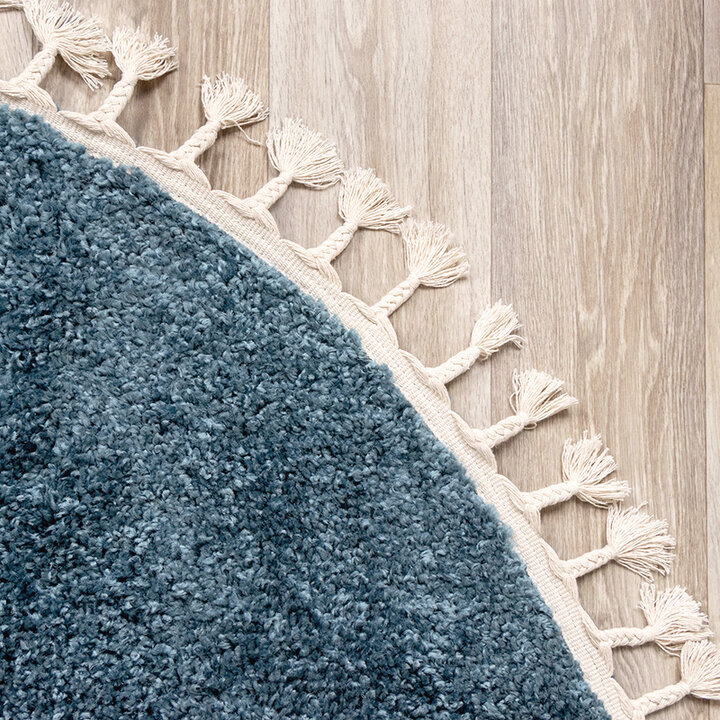 Tapis rond à poils longs - Lofty Fringe Bleu - 4