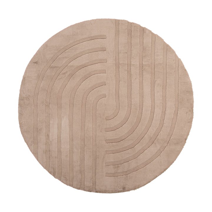 Tapis rond à poils longs - Carvy Curves Taupe - 1
