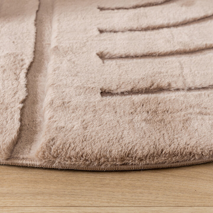 Tapis rond à poils longs - Carvy Curves Taupe - 5
