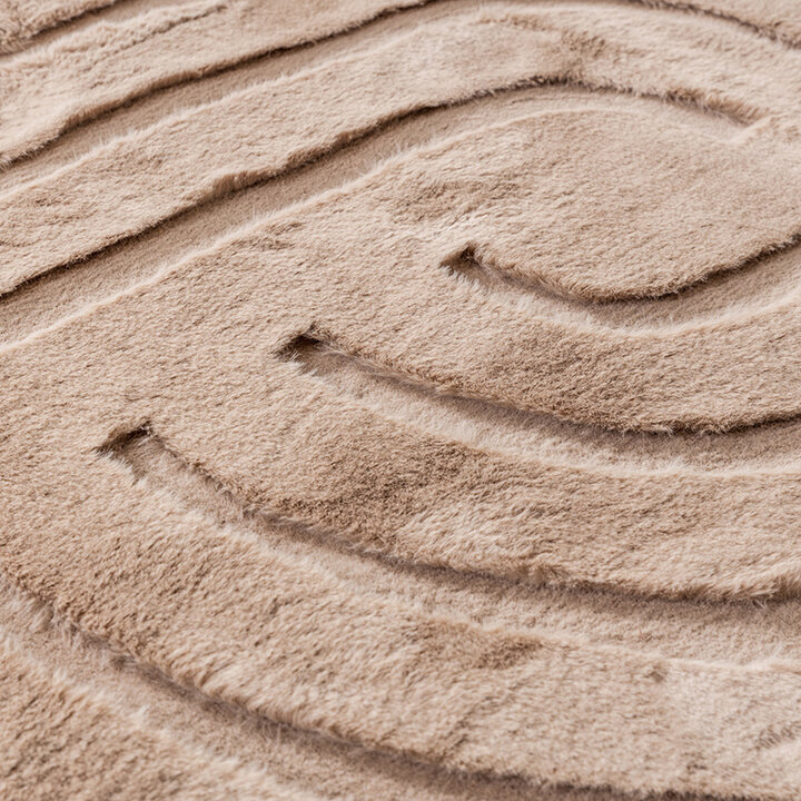 Tapis rond à poils longs - Carvy Curves Taupe - 7