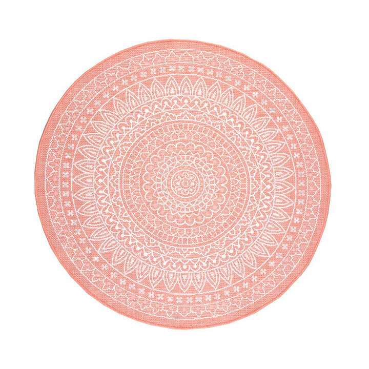 Tapis d'extérieur rond - Summer Azteca Rose - 1