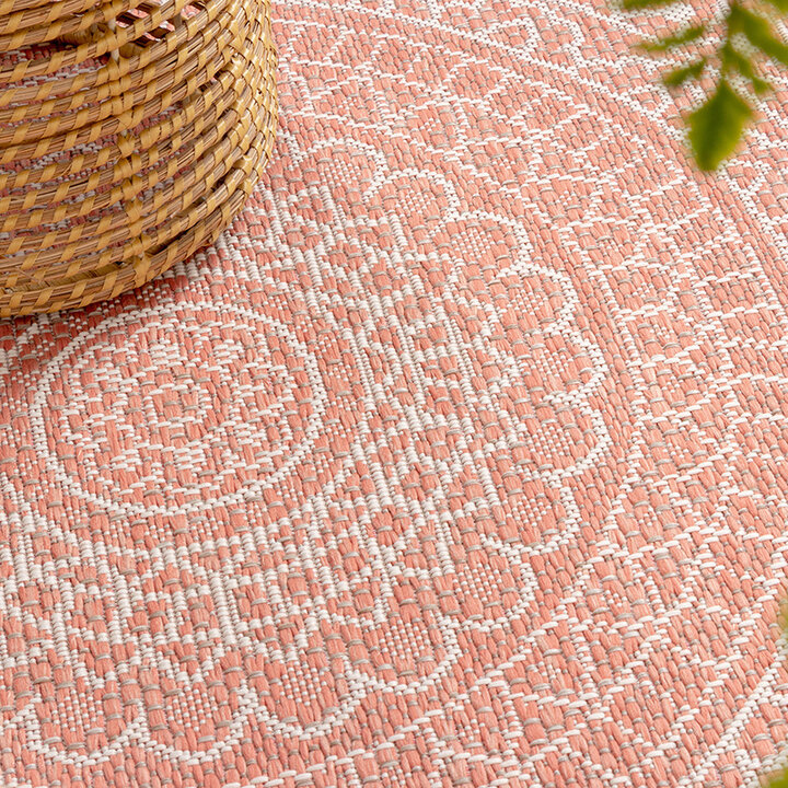 Tapis d'extérieur rond - Summer Azteca Rose - 5