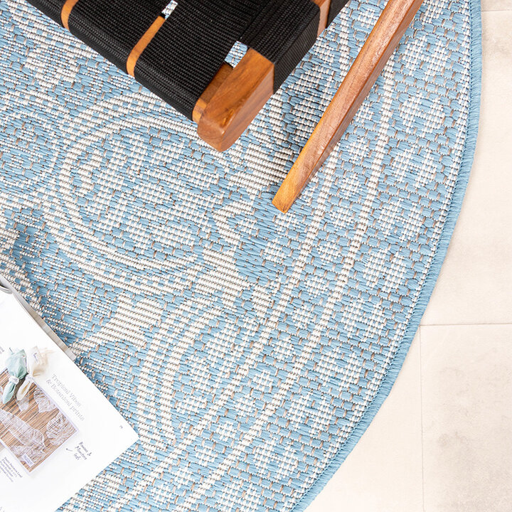 Tapis d'extérieur rond - Summer Oriental Bleu Clair - 4