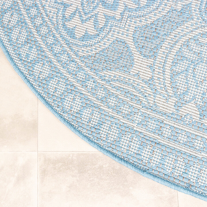 Tapis d'extérieur rond - Summer Oriental Bleu Clair - 7