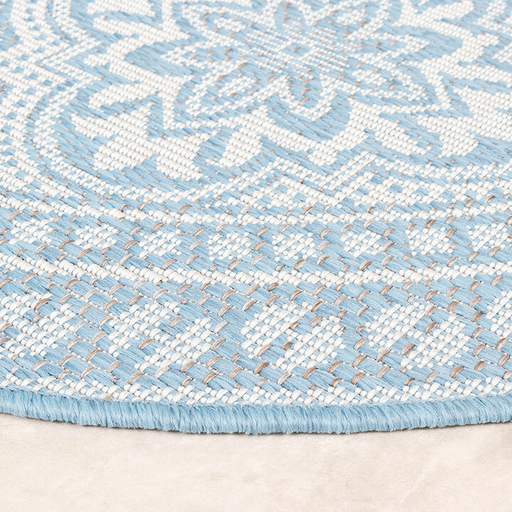 Tapis d'extérieur rond - Summer Oriental Bleu Clair - 8