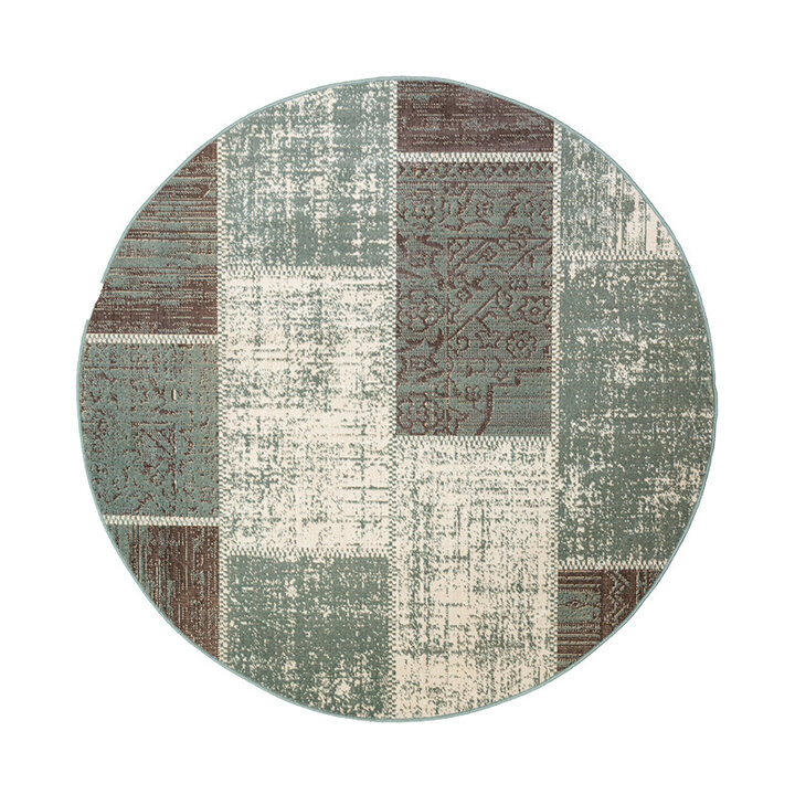 Tapis patchwork rond - Spring Vert/Gris - 1
