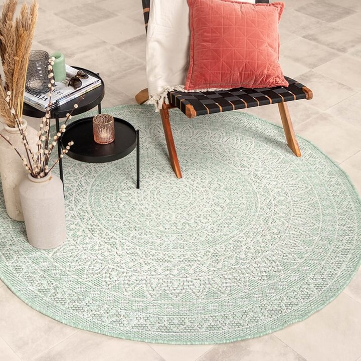Tapis d'extérieur rond - Summer Azteca Menthe