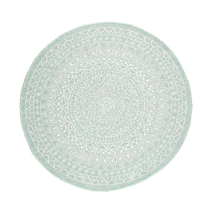 Tapis d'extérieur rond - Summer Azteca Menthe - 1