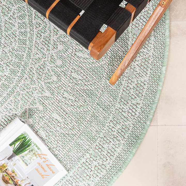 Tapis d'extérieur rond - Summer Azteca Menthe - 4