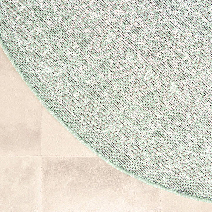 Tapis d'extérieur rond - Summer Azteca Menthe - 7