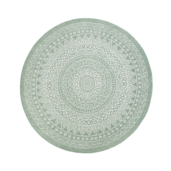 Tapis d'extérieur rond - Summer Azteca Vert - 1