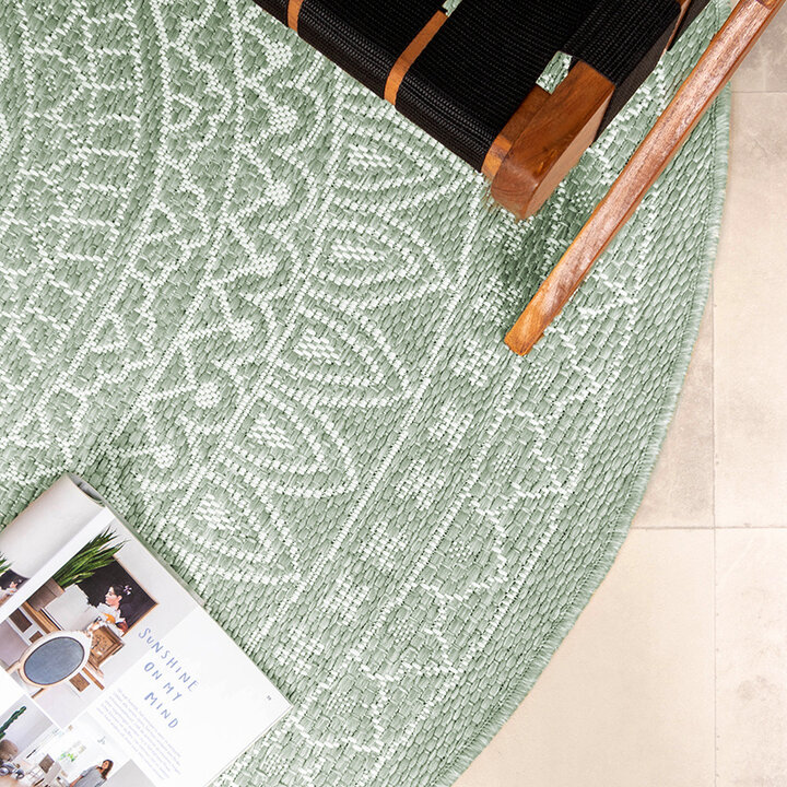 Tapis d'extérieur rond - Summer Azteca Vert - 3