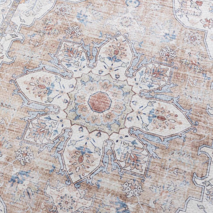 Tapis en laine lavable - Domingo Mandala Beige - 3