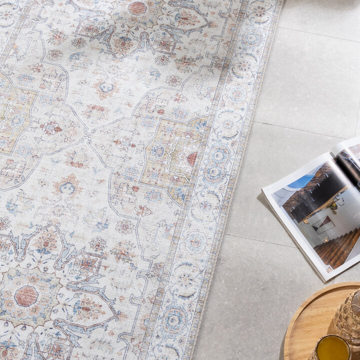 Tapis en laine lavable - Domingo Mandala Blanc - 2