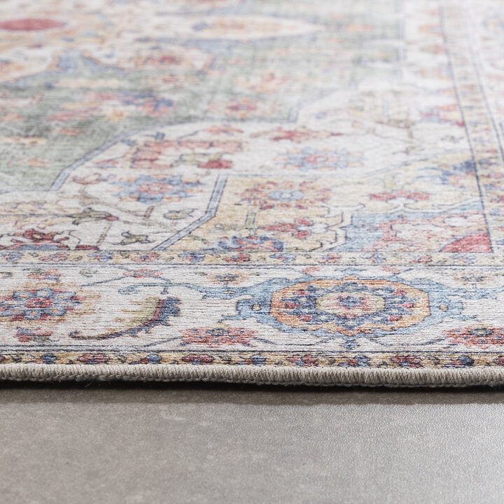 Tapis en laine lavable - Domingo Mandala Vert Olive - 5