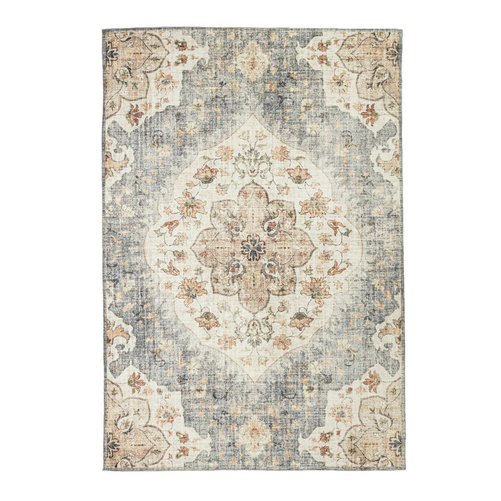 Tapis ovale à poils longs - Santo Mandala Bleu/Gris - 1