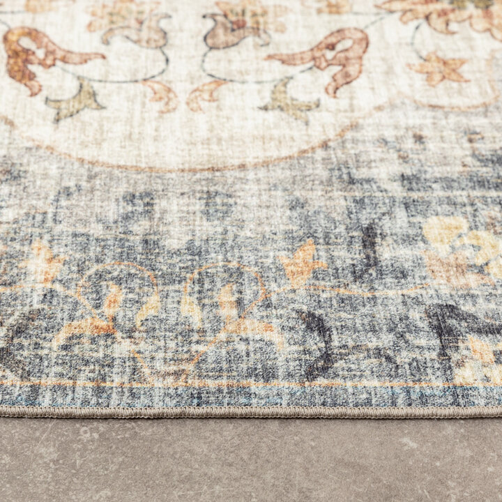 Tapis ovale à poils longs - Santo Mandala Bleu/Gris - 5