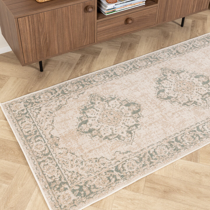 Tapis de jeu berbère - Spring Medaillon Crème/Vert - 3