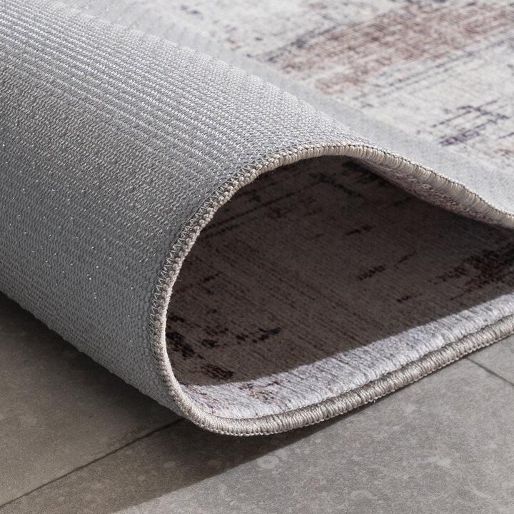 Tapis en laine lavable - Domingo Grunge Taupe/Crème - 6