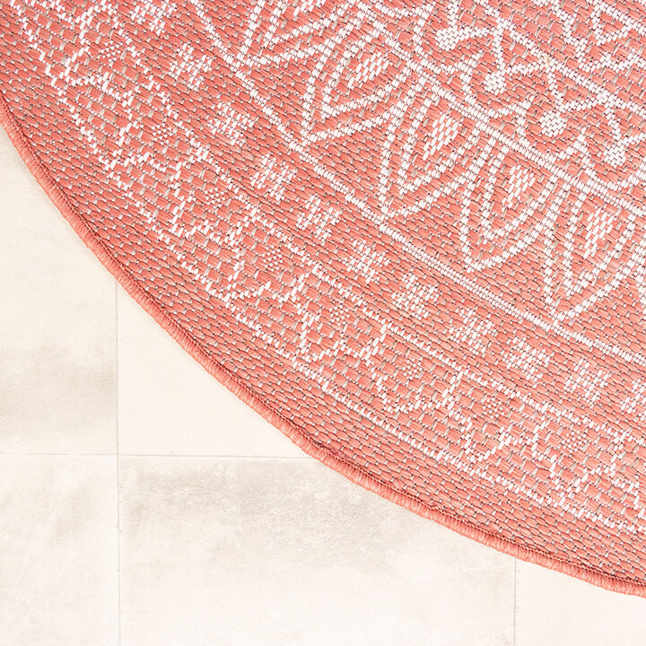 Tapis d'extérieur rond - Summer Azteca Rose - 7