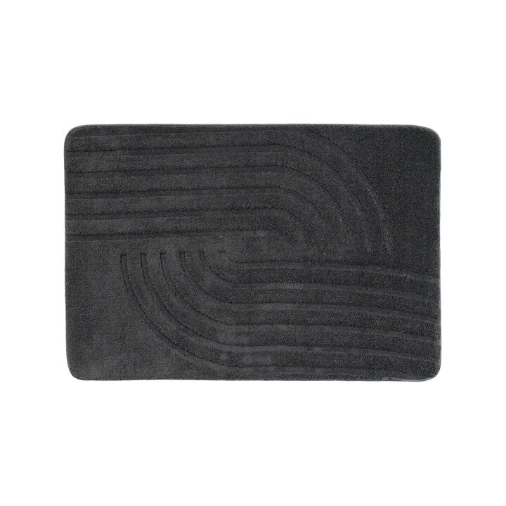 Tapis d'extérieur rond à fleurs - Cassie Curves Noir - 1