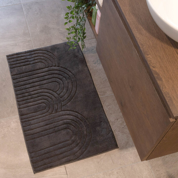 Tapis d'extérieur rond à fleurs - Cassie Arches Noir