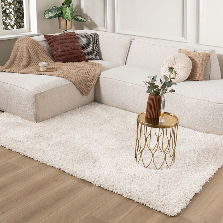 Tapis shaggy rond - Blaze Blanc