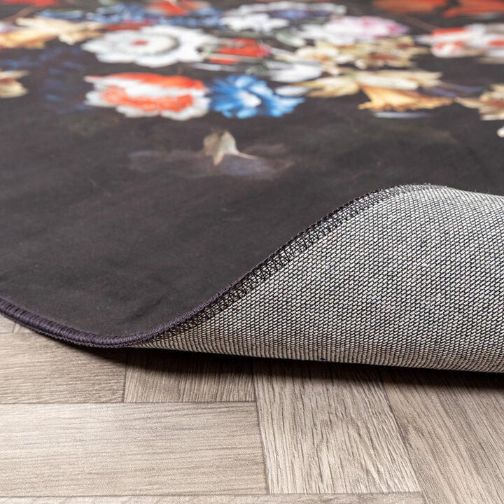 Tapis à fleurs - Florine Noir/Bleu - 6