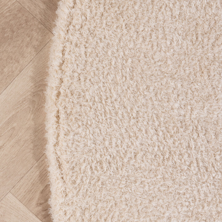 Tapis rond doux - Teddy Crème - 4