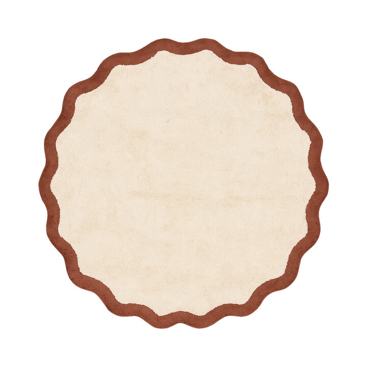 Tapis Rond Lavable – Hazy Marron/Crème - 1