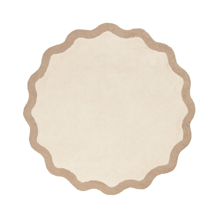 Tapis Rond Lavable – Hazy Beige/Crème - 1